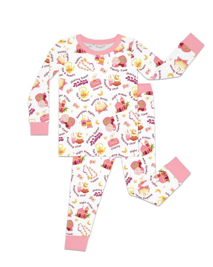 Ramadan Mubarak Matching Family Two Piece Long Sleeve Pajama Set
