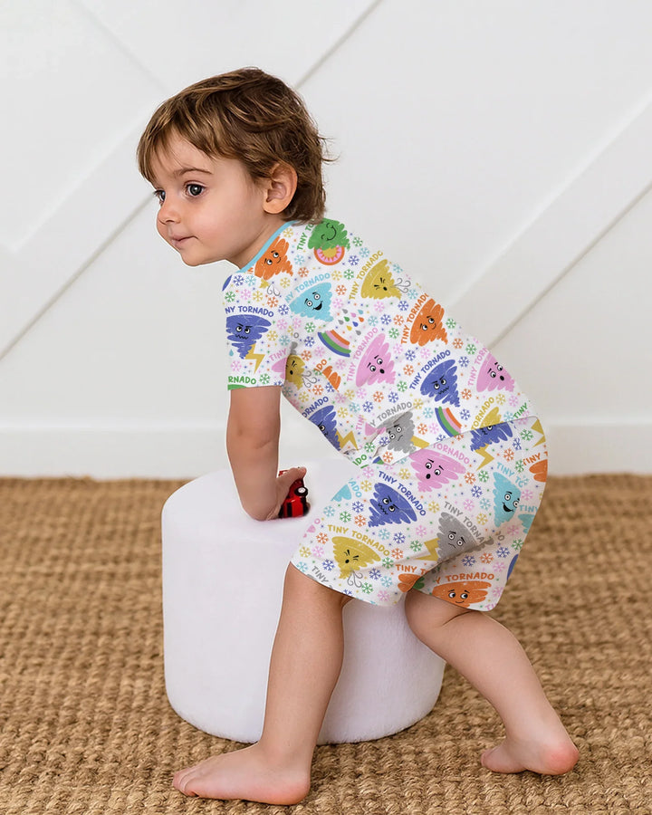 Tornado Family Matching Bamboo Two Piece Short Sleeve Shorts Pajama Set