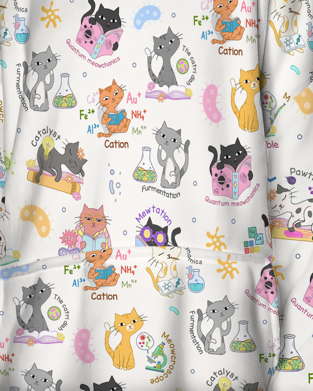 Funny Cat Love Scientist Bamboo Blanket Hoodie