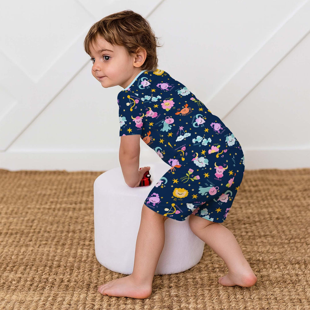 Zodiac Signs Two Piece Short Sleeve Shorts Pajama Set