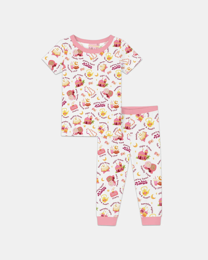 Ramadan Mubarak Matching Family Two Piece Short Sleeve Pajama Set