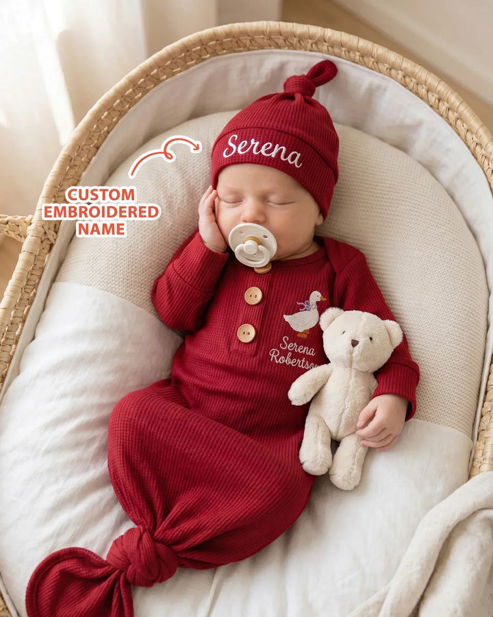Personalized Cute Duck Embroidered Waffle Bamboo Hat
