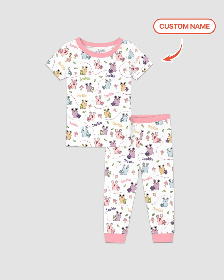 Custom Name Snailed it! Bamboo Two Piece Short Sleeve Pajama Set