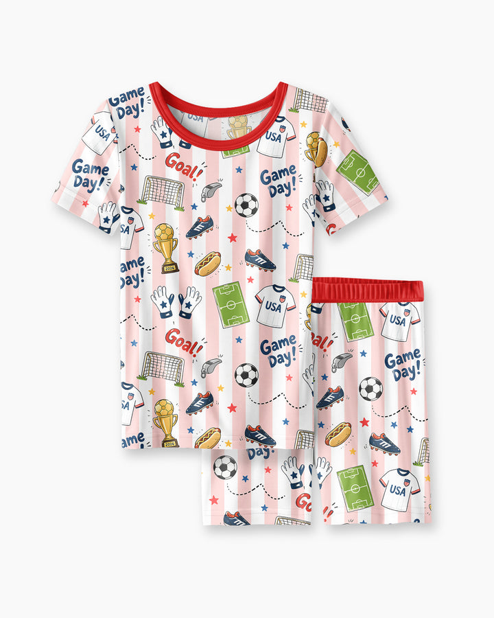 Conjunto de Pijama de Dos Piezas de Bambú con Mangas Cortas y Pantalones Cortos