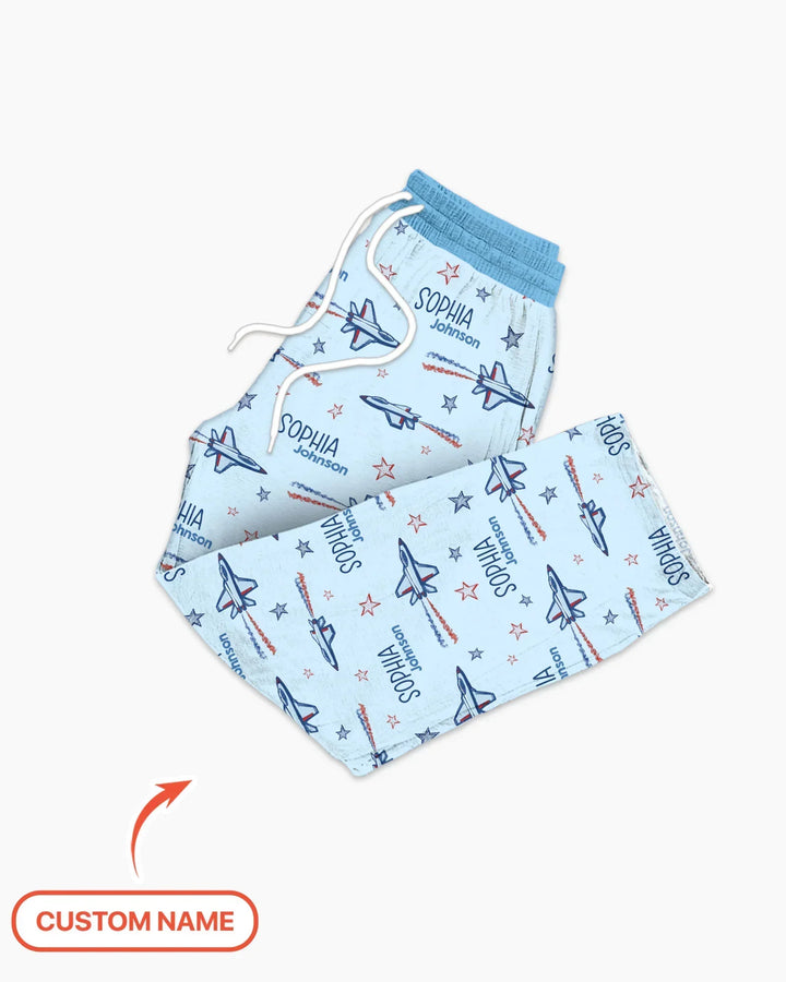 Patriotic American Flag Jet Fighter Bamboo Men's Pajama Set
