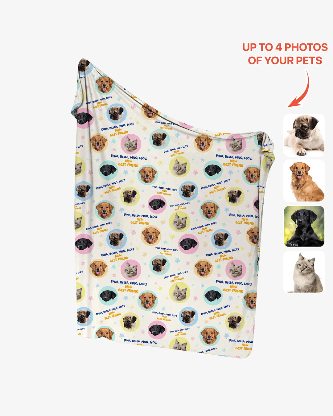 New Best Friend Custom Name And Pet Photos swaddle blanket