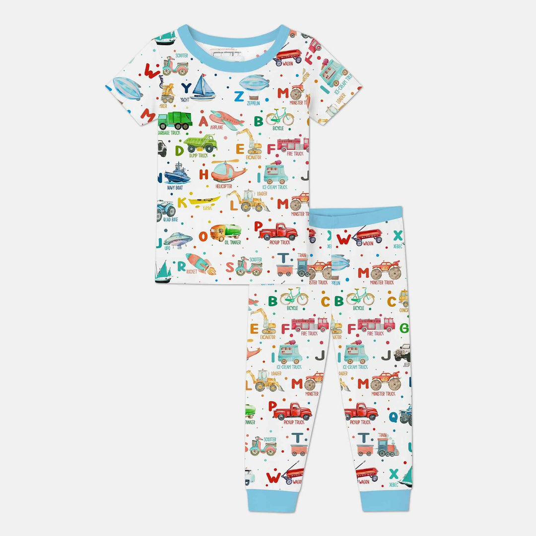 Transportation Alphabet Two Piece Short Sleeve Pajama Set