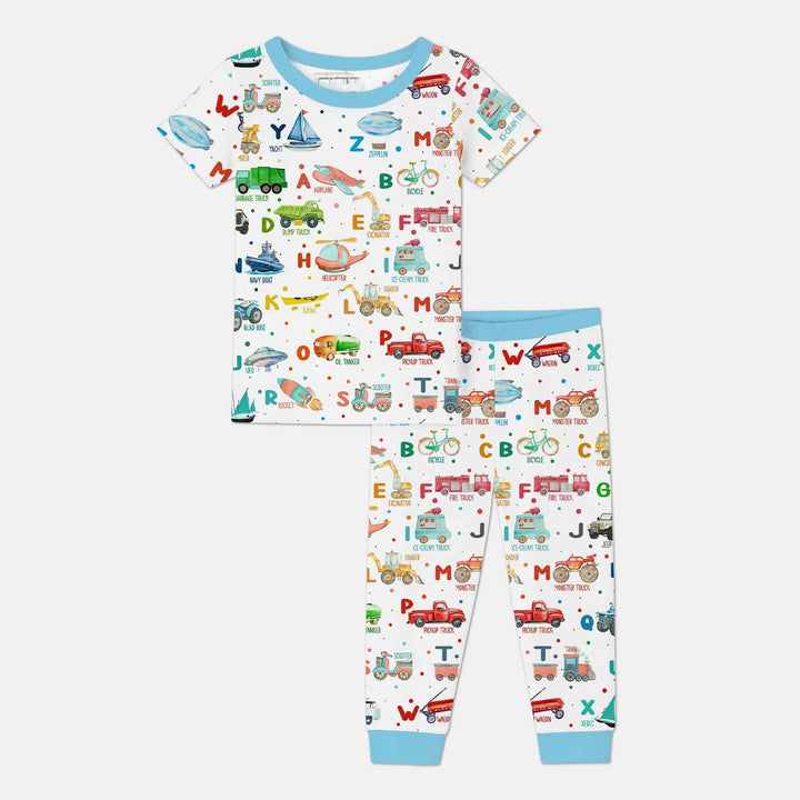 Transportation Alphabet Two Piece Short Sleeve Pajama Set