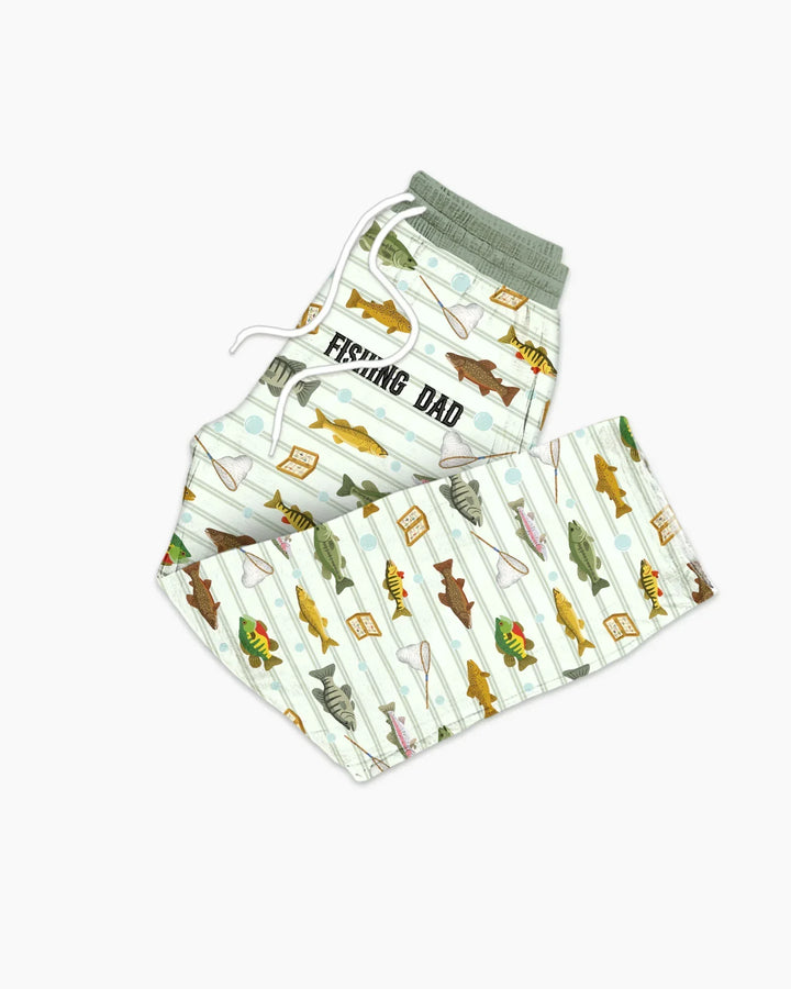 Conjunto de pijama de bambú bordado para hombre "Papá y yo" de pesca a juego