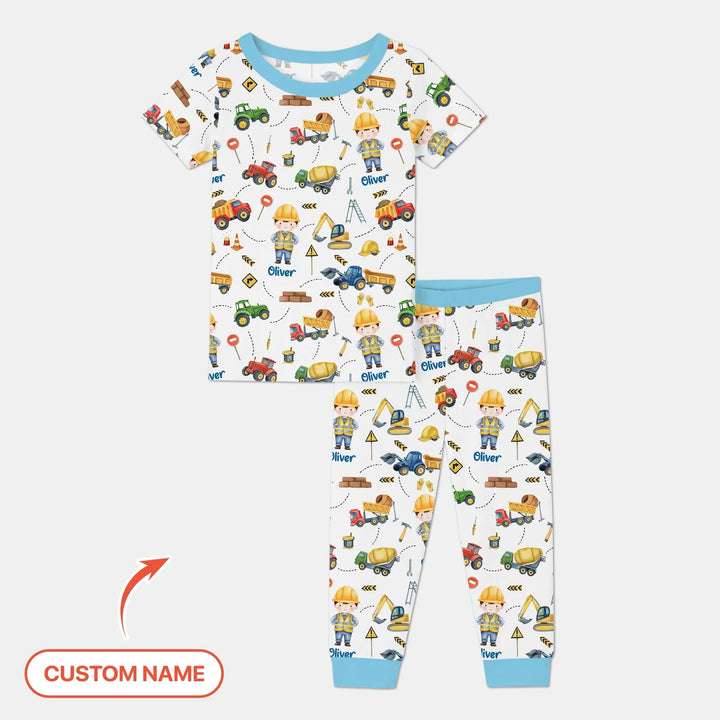 Custom Character Little Digger Adventures Two Piece Short Sleeve Pajama Set