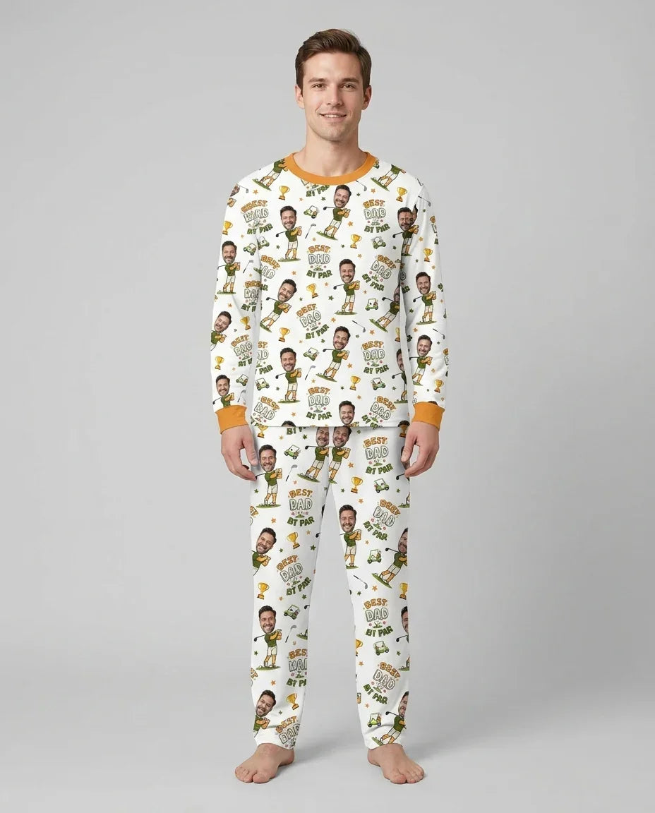 Custom Photo Daddy's Little Caddie Daddy & Me Matching Bamboo Men's Pajama Set