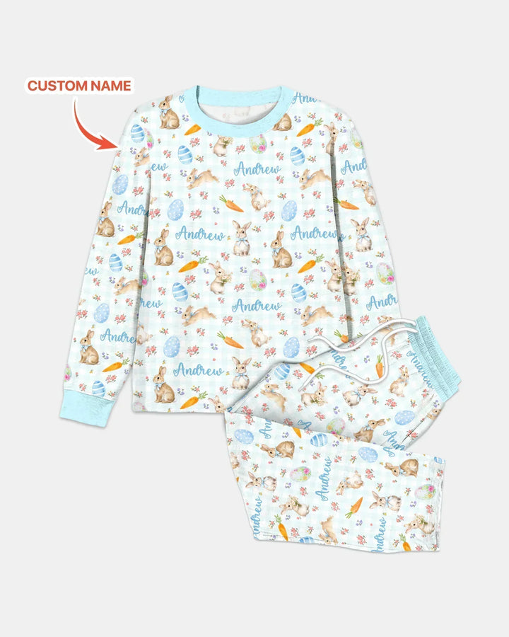 Custom Name Bunny Garden Men's Pajama Set