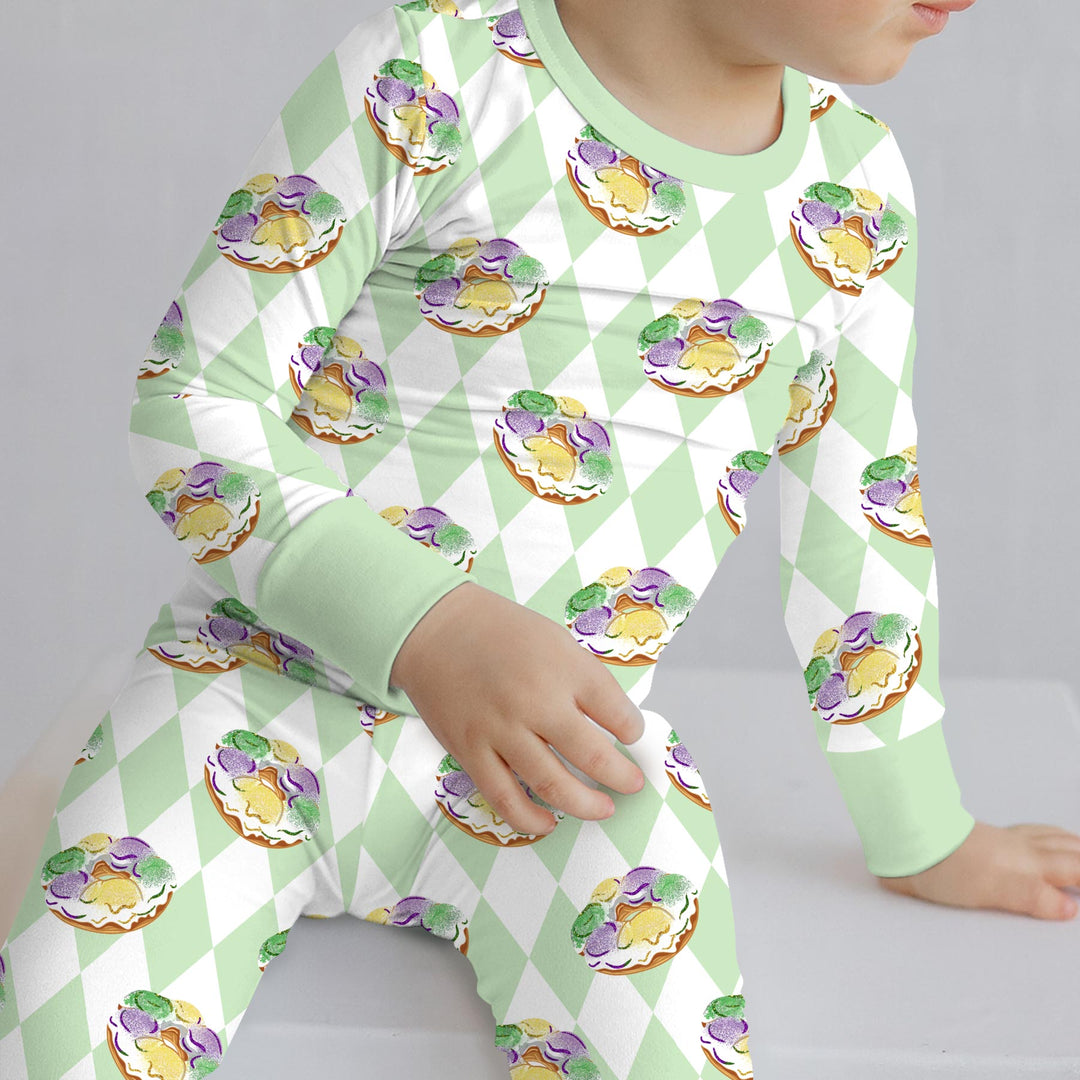 Mardi Gras Donut Two Piece Long Sleeve Pajama Set