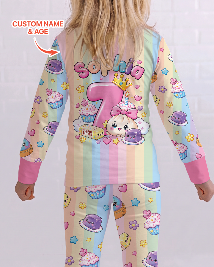 Personalized Squishy Party Birthday Girl Bamboo Two Piece Long Sleeve Pajama Set
