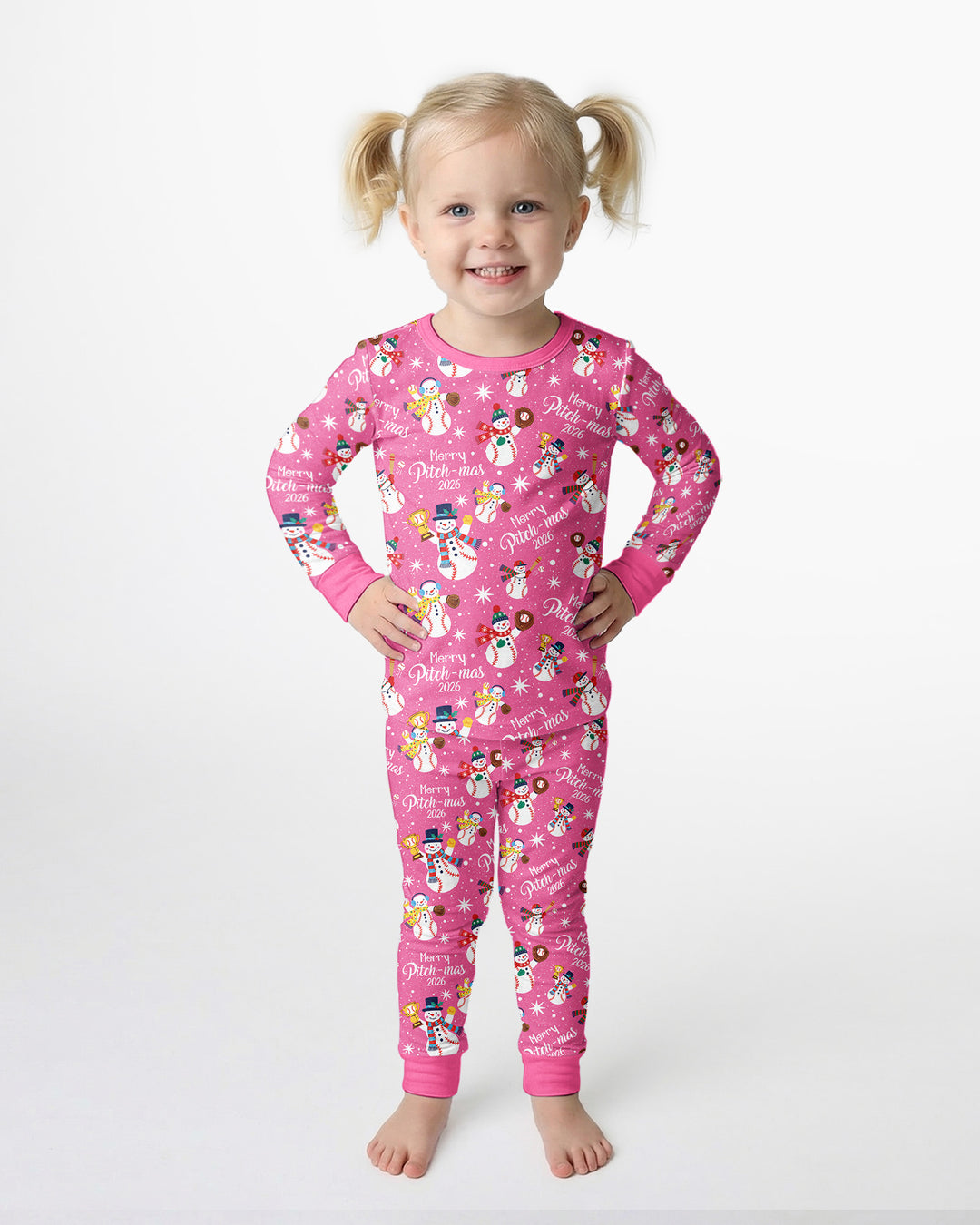 Baseball Christmas Non-custom version Bamboo Two Piece Long Sleeve Pajama Set