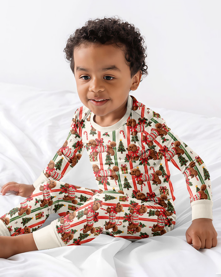 Puppy Holiday Bamboo Two Piece Long Sleeve Pajama Set