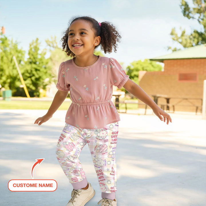 Little Lamb God Says I Am Custom Name Jogger