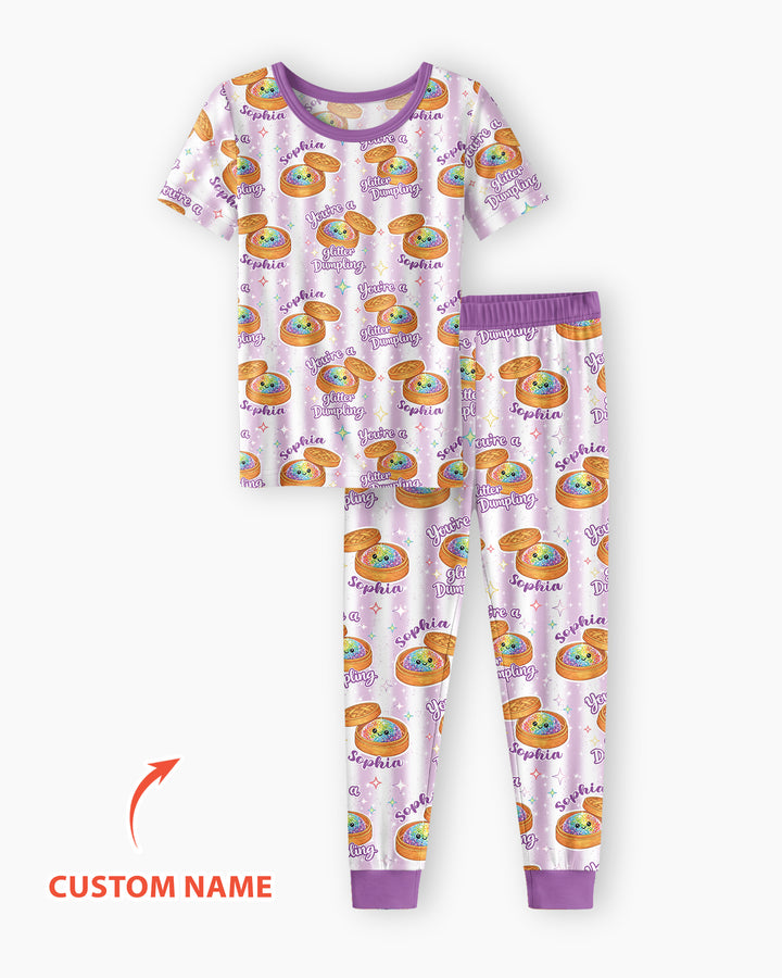 Conjunto de pijama de dos piezas de bambú de manga corta, plantilla personalizada