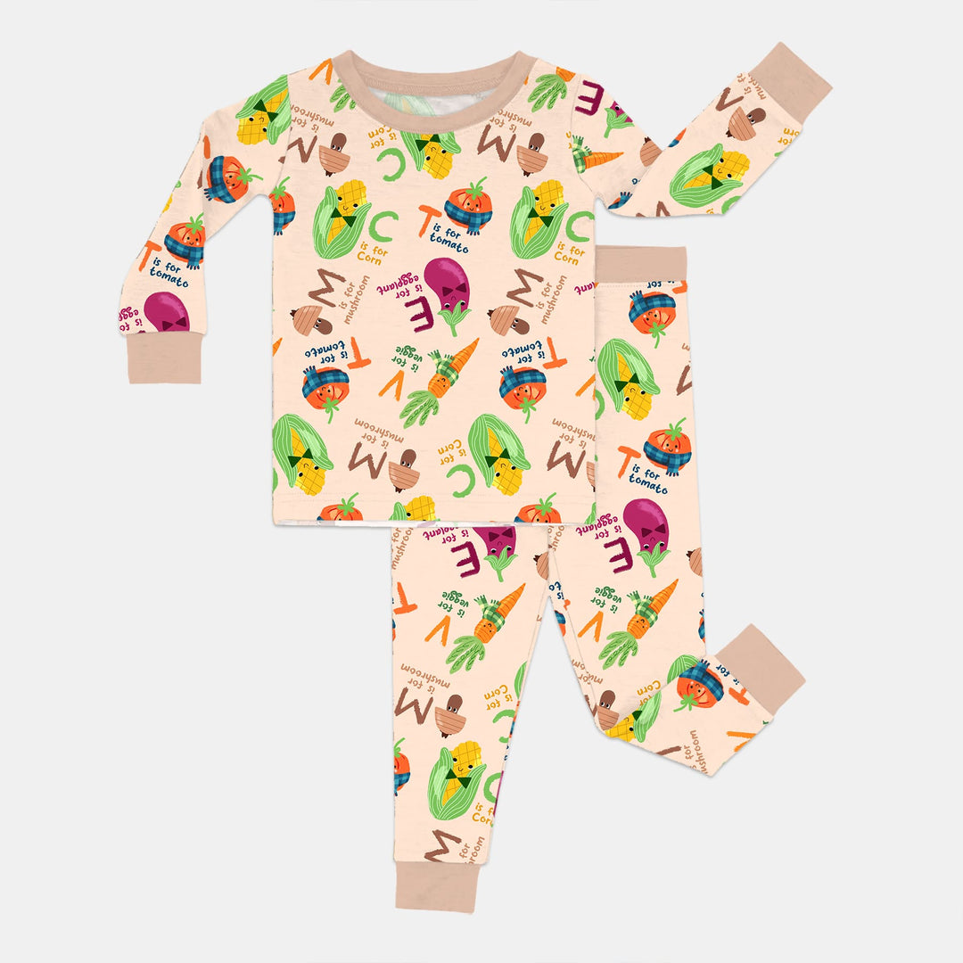 Veggie Letter Two Piece Long Sleeve Pajama Set