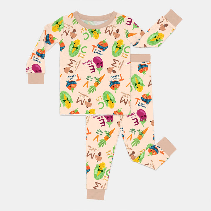Veggie Letter Two Piece Long Sleeve Pajama Set
