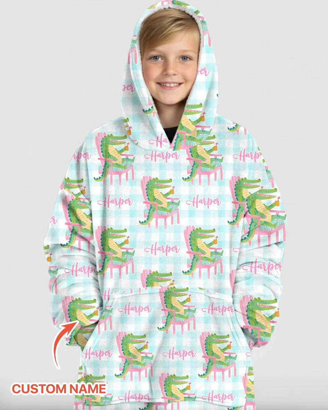 Custom Name Preppy Later Gator Bamboo Blanket Hoodie