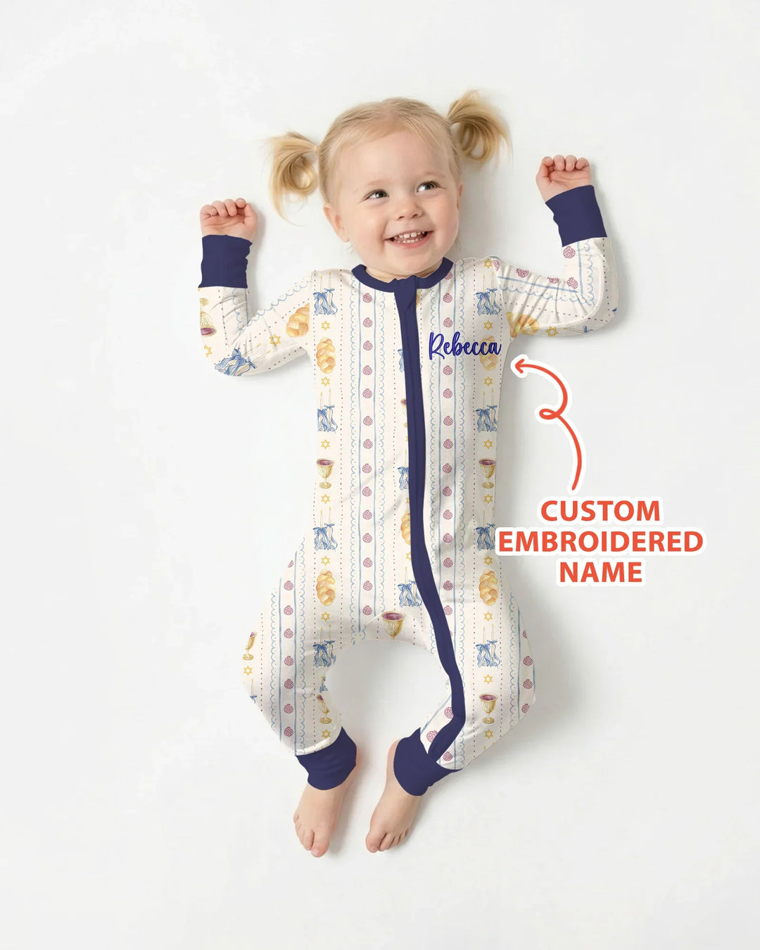 Custom Embroidered Name Shabbat Matching With Mom Bamboo Convertible Zippy