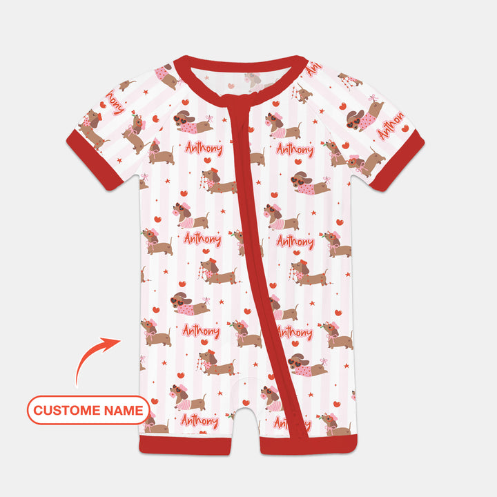 Custom Name Valentine Dachshund Family Matching Shorty Zippy