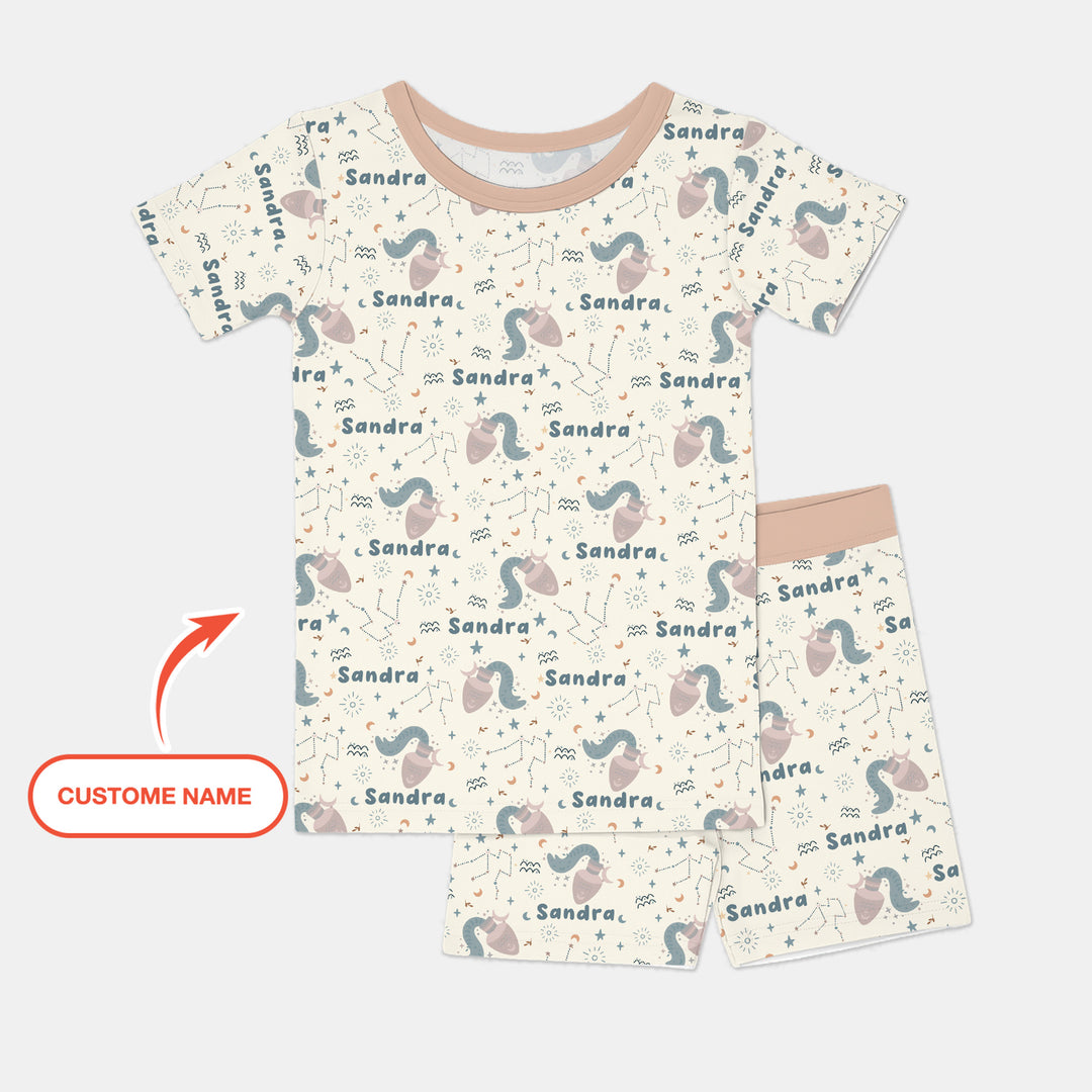 Zweiteiliges Pyjama-Set mit kurzen Ärmeln und Shorts im Sommer-Design