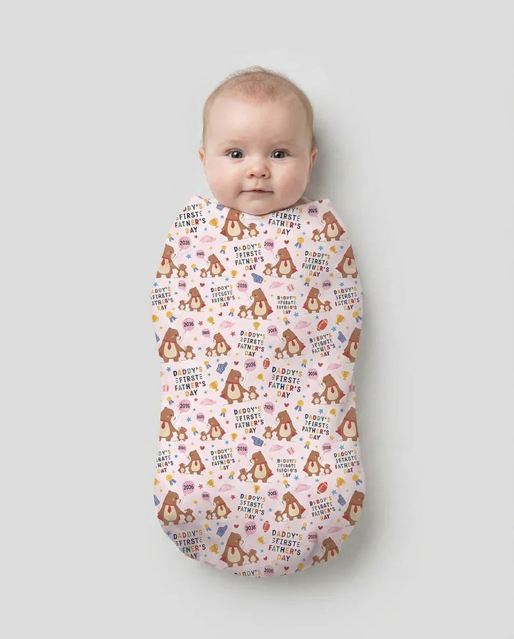 First Father's Day Daddy Bear Family Matching swaddle blanket