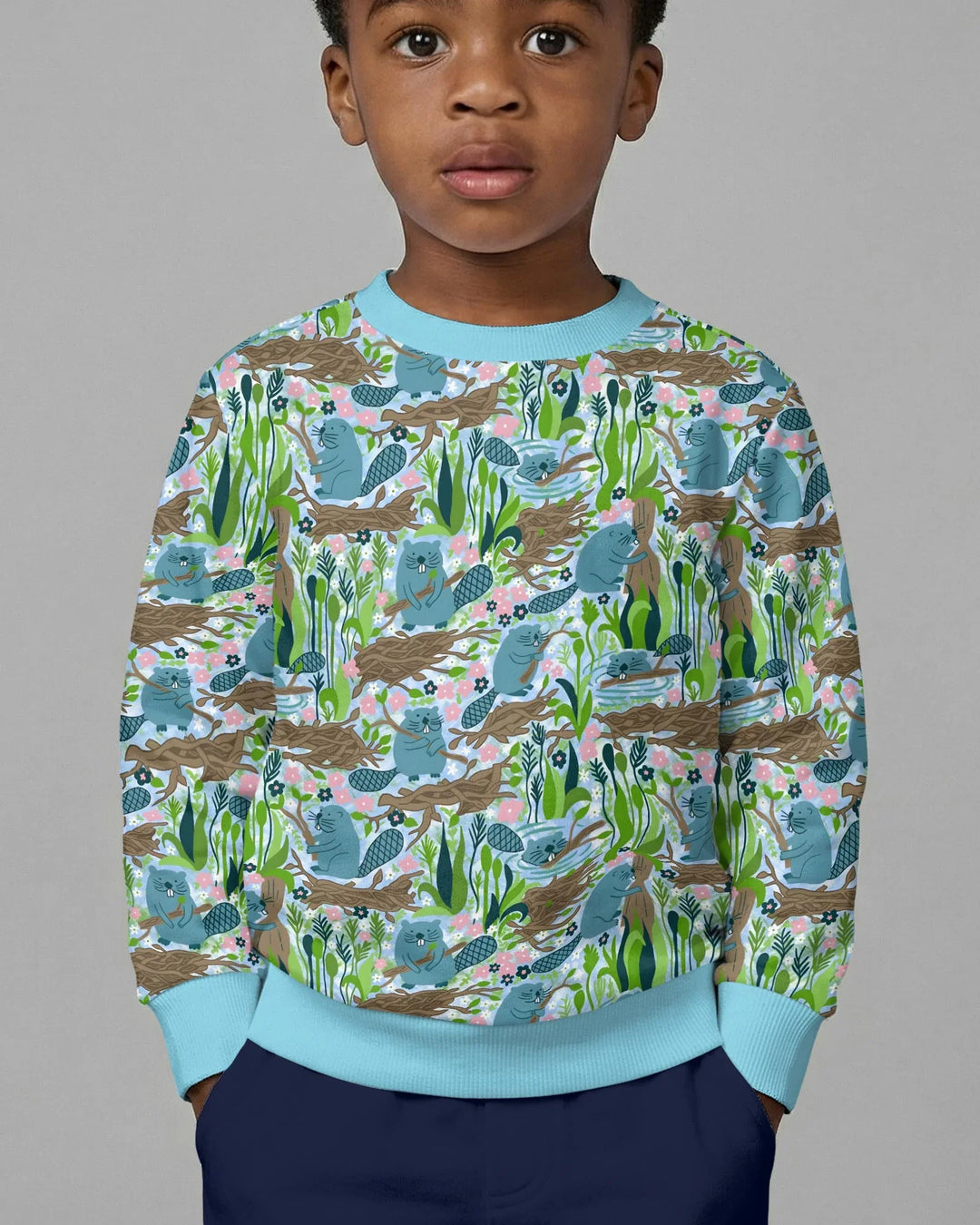Sudadera con cuello redondo de bambú Little Dam Builders