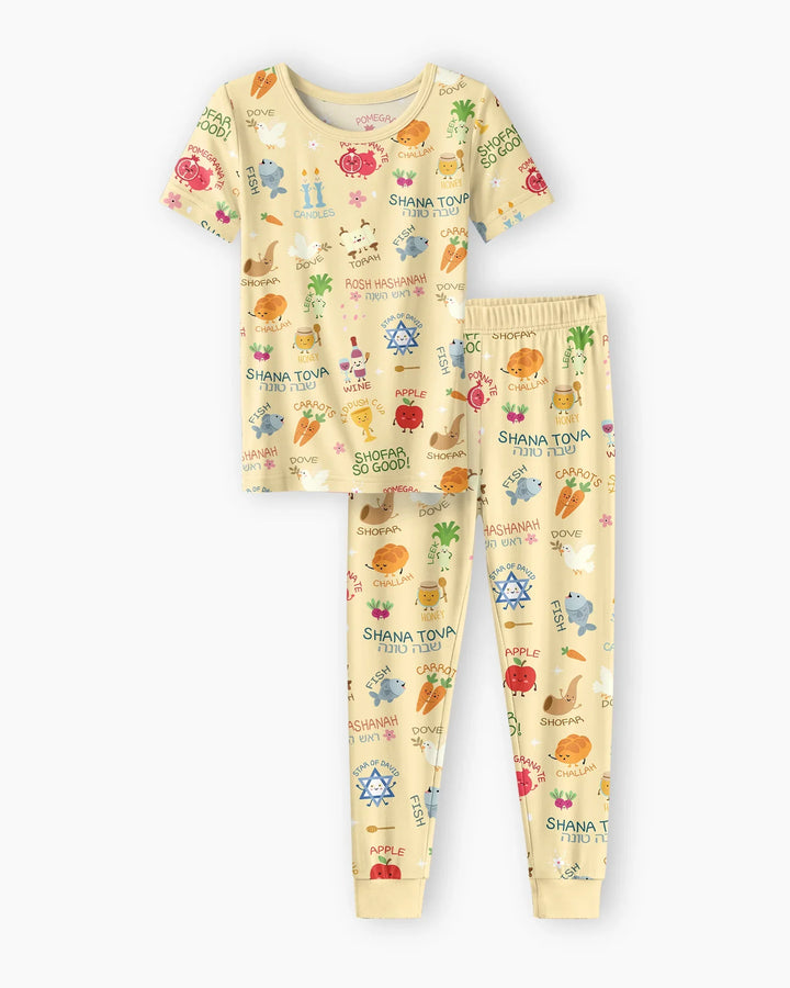 Family Rosh Hashanah Matching Bamboo Two Piece Short Sleeve Pajama Set
