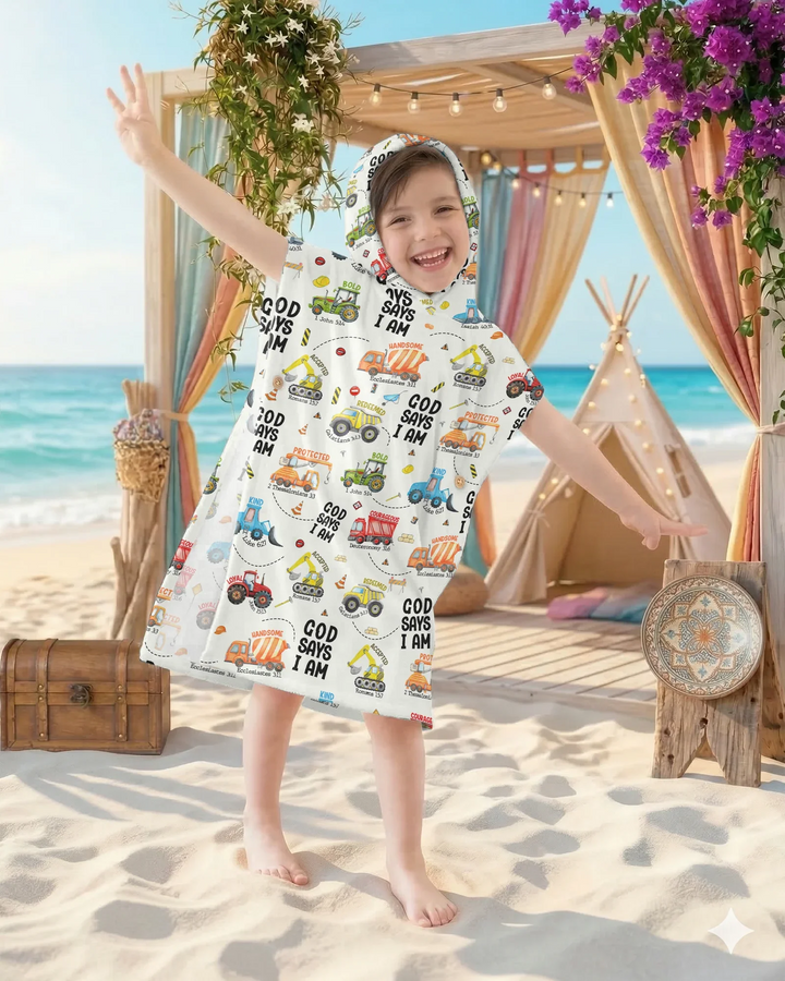 God Says I Am Boy Bamboo Swim Poncho