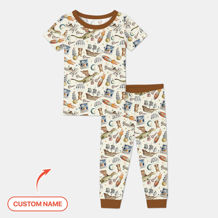 Zweiteiliges, kurzärmliges Pyjama-Set mit Marienkäfern