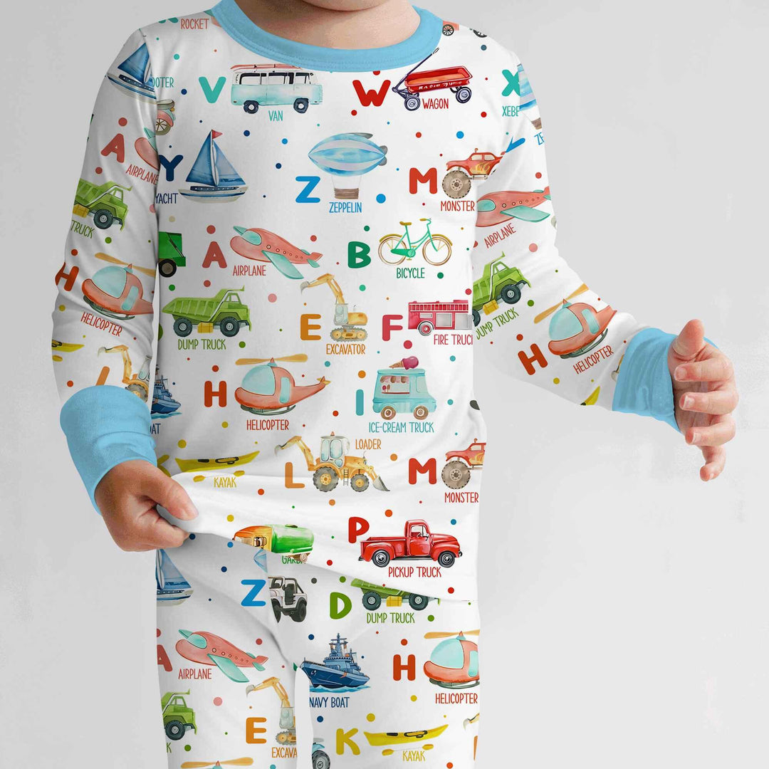 Transportation Alphabet Two Piece Long Sleeve Pajama Set