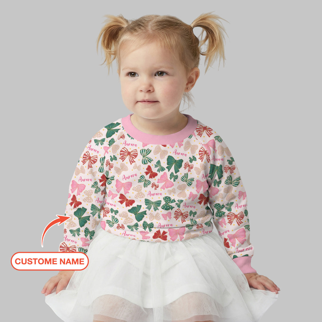 Custom Name Preppy Coquette Bows Crewneck Sweatshirt