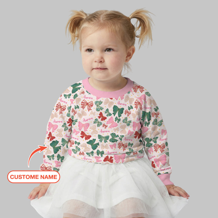 Custom Name Preppy Coquette Bows Crewneck Sweatshirt