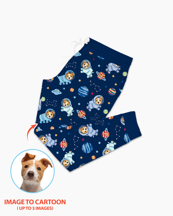 Astronaut Custom Pet Image Family Matching Bamboo Women Pajama Set