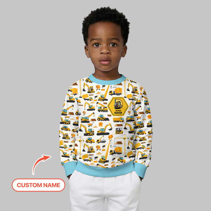 Custom Name Construction Initials Crewneck Sweatshirt