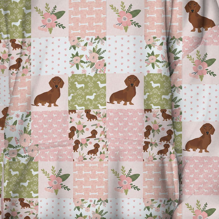 Floral Dachshund Grace Blanket Hoodie
