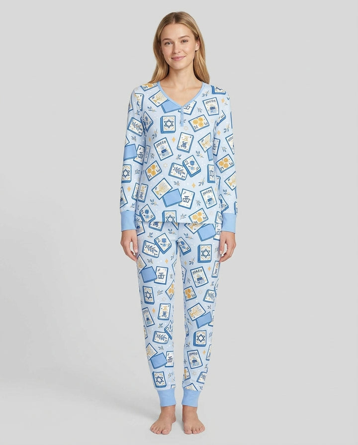 Mahjong Tov Hanukkah Family Matching Bamboo Women Pajama Set