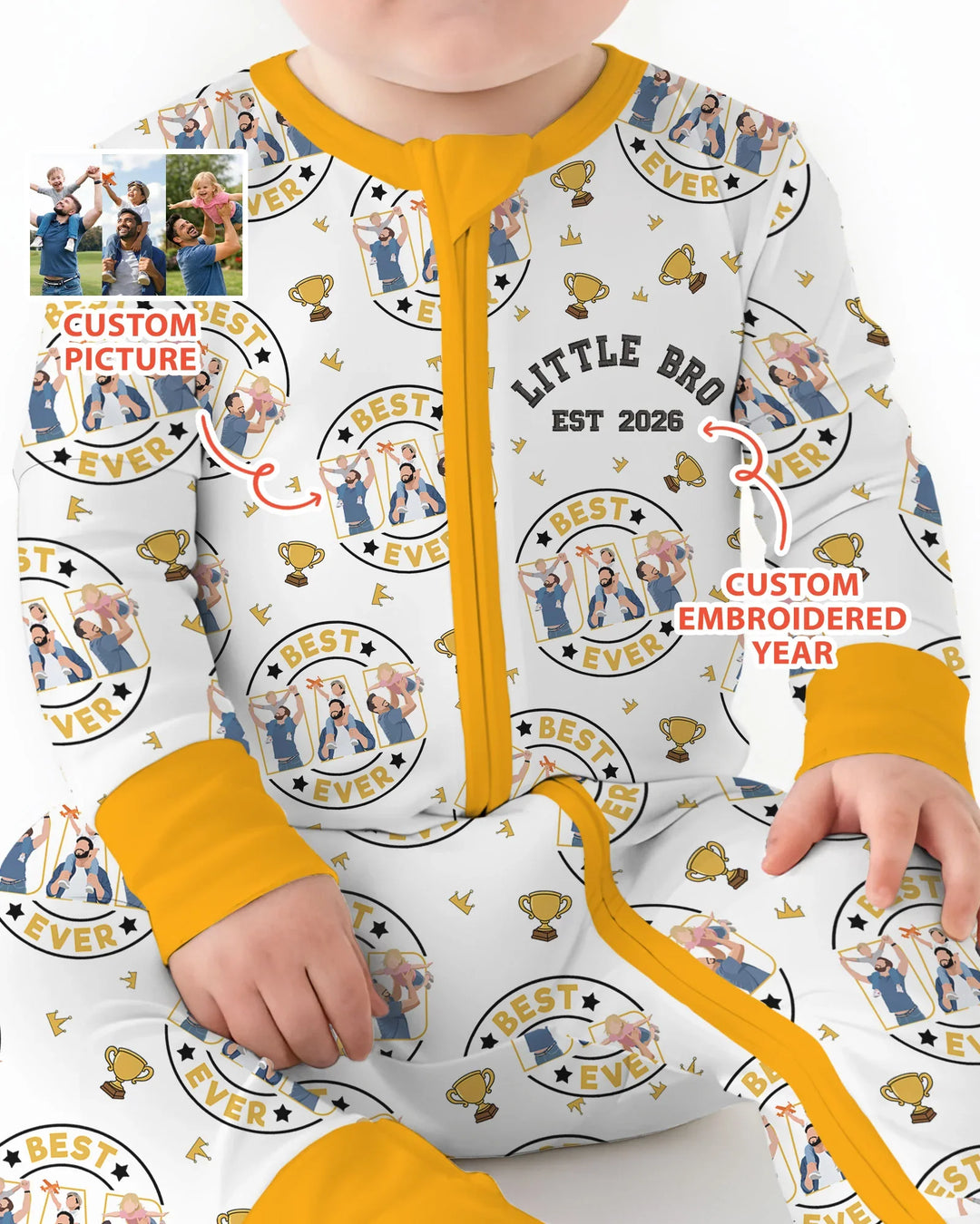 Personalized Family Matching Father's Day Embroidered Bamboo Convertible Zippy
