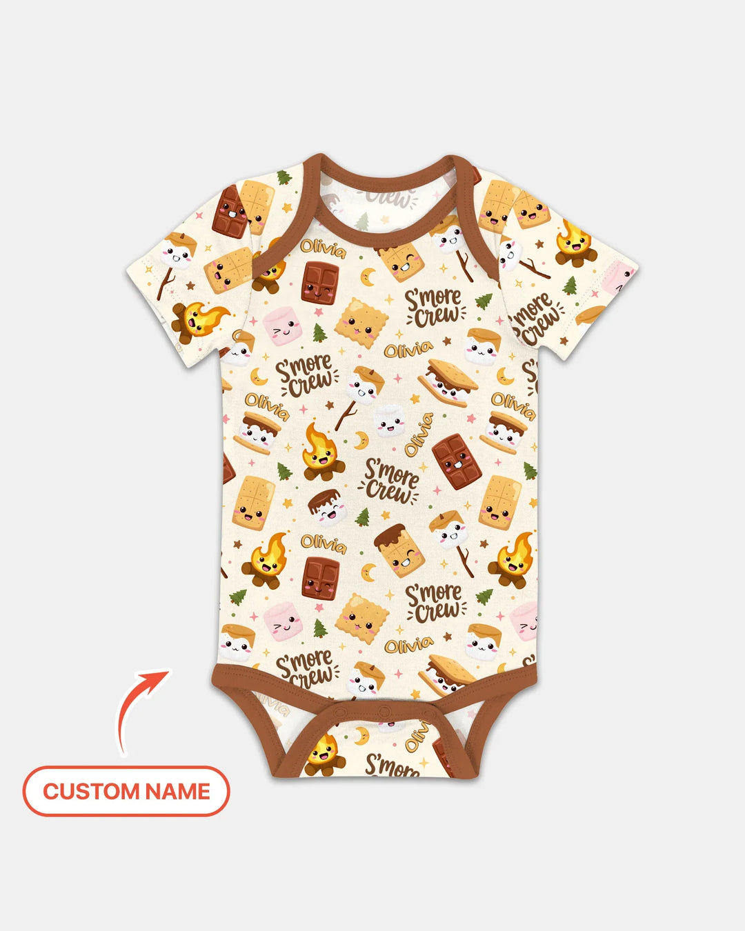 Custom Name Kawaii S'more Crew Family Matching Bamboo Bodysuit
