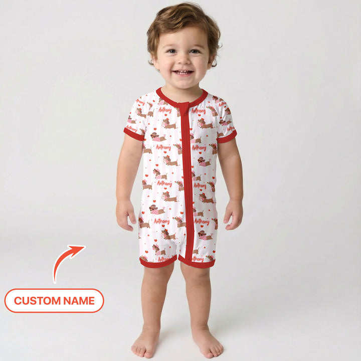 Custom Name Valentine Dachshund Family Matching Shorty Zippy