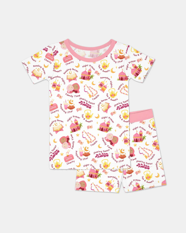 Ramadan Mubarak Matching Family Two Piece Short Sleeve Shorts Pajama Set