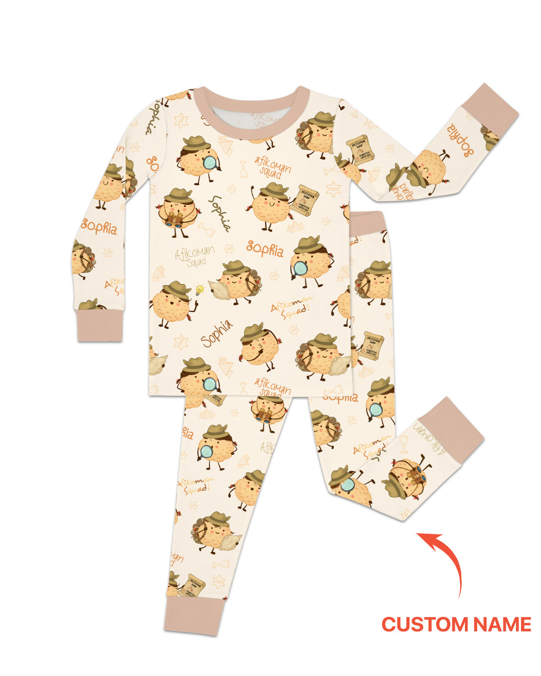 Custom Name Passover Afikoman Two Piece Long Sleeve Pajama Set