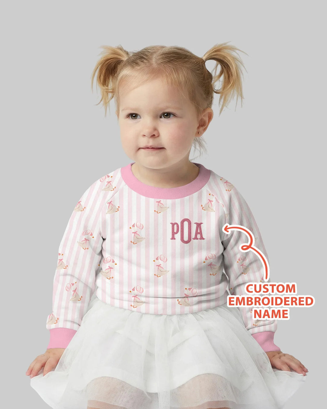 Sudadera de bambú con cuello redondo para niña de cumpleaños, bordada con nombre personalizado