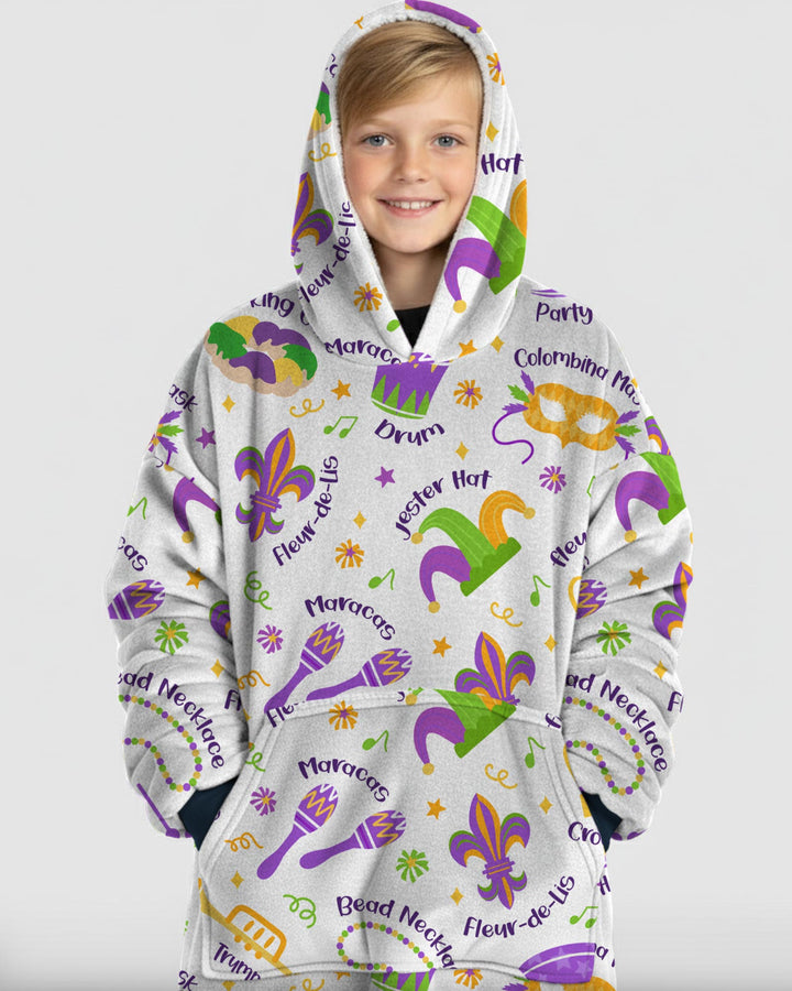 Mardi Gras Family Matching Blanket Hoodie