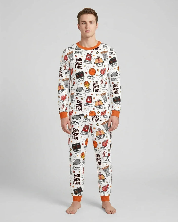 Basketball God Says I Am Bamboo Men's Pajama Set