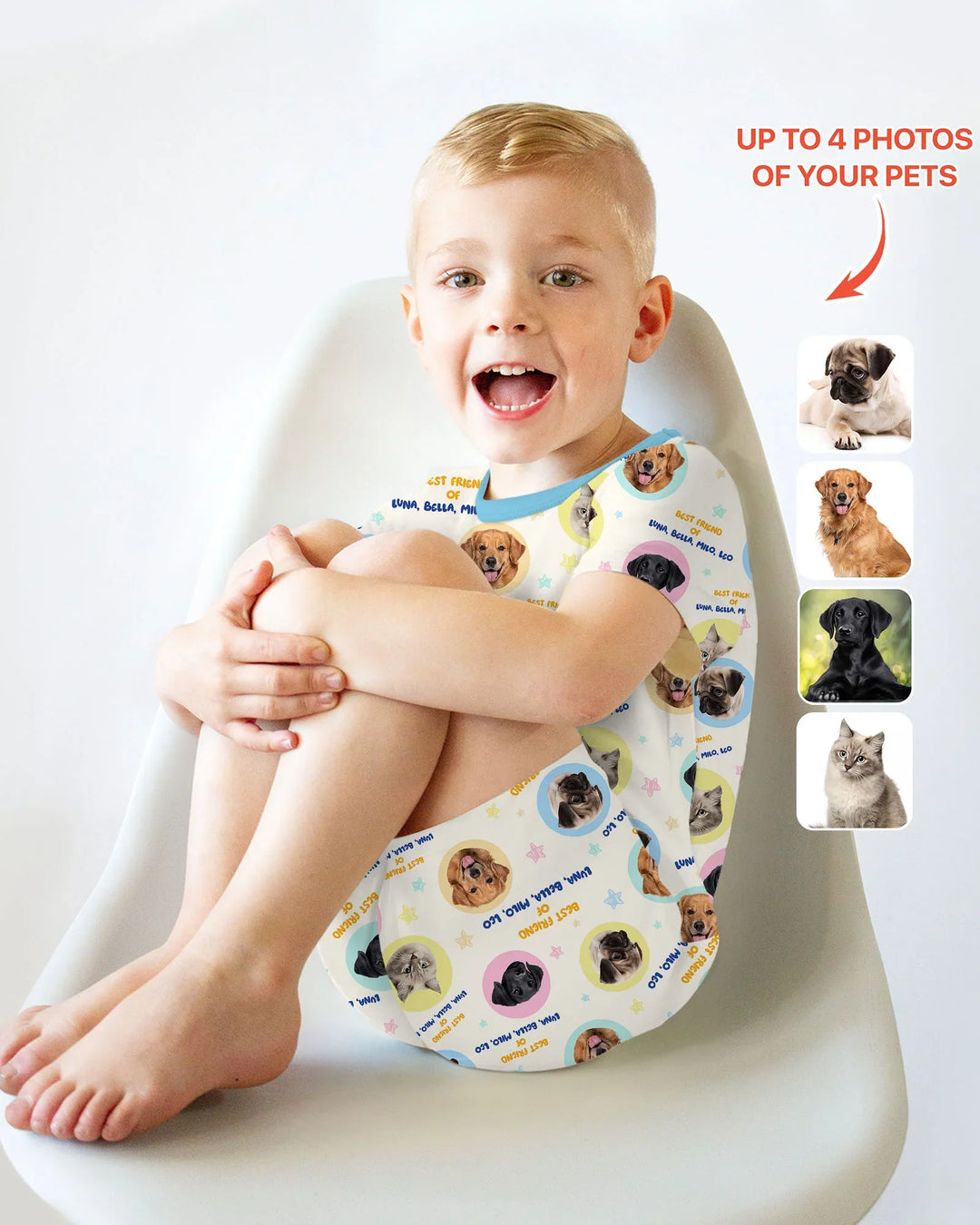 Best Friend Custom Name And Pet Photos Bamboo Two Piece Short Sleeve Shorts Pajama Set