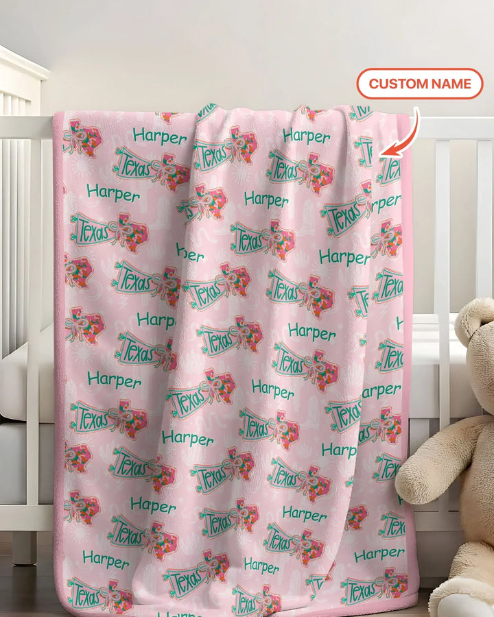 Custom Name Preppy Texas Charm Bamboo Blanket